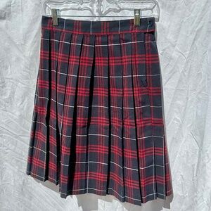 Red, Black and White Box Pleated Mini Skirt with Zipper 100% Cotton